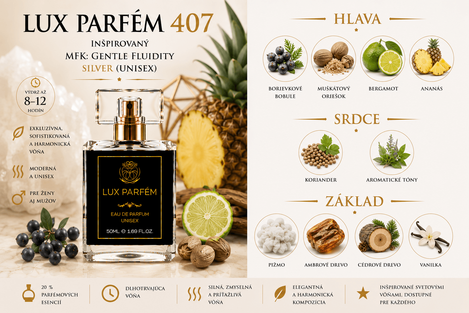 Lux Parfém 407 – Inšpirovaný MFK: Gentle Fluidity Silver (Unisex)
